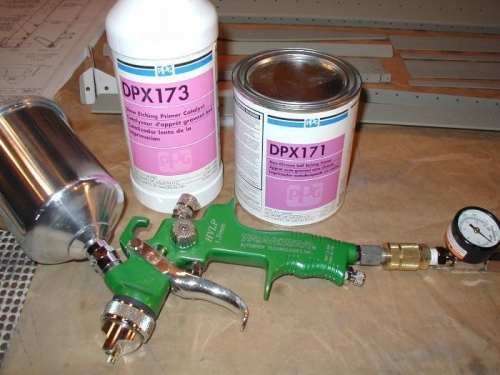 PPG DPX 171 Primer, DPX173 Catalyst and an HVLP gun with regulator