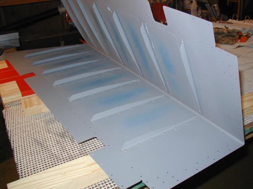 Right Elevator stiffeners riveted