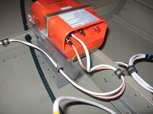 Coaxial and remote wire installed (Note the trimtab cable passing thru)