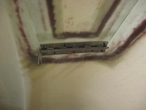 Hinge roughed-in with a tab to secure the pin (with safety wire later on)