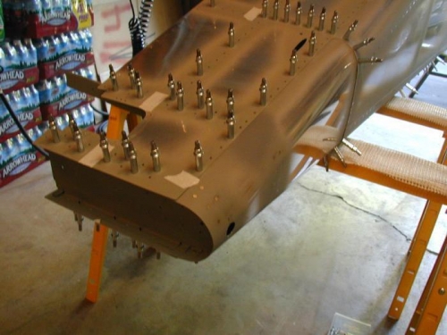 Tail-cone clecoed on and ready for riveting