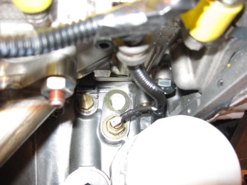 A view of the wire loom and Oil Temp sensor