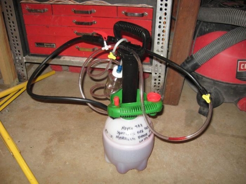 Quite a setup for bleeding the brakes!