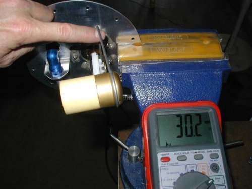 Fuel sender in full position ~30 ohms