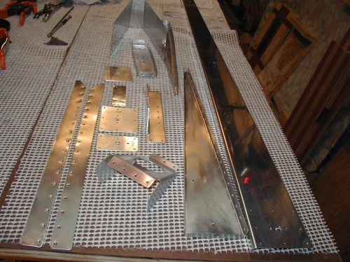 Rudder skeleton parts ready for priming