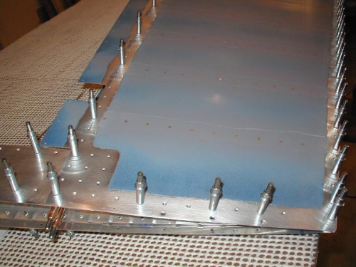 Right Rudder skin deburred and dimpled