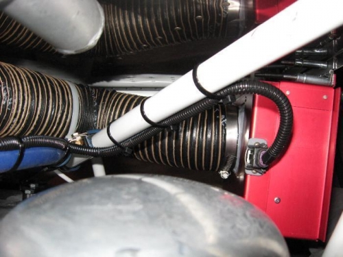Hose routed and connector installed (looking from the top down)