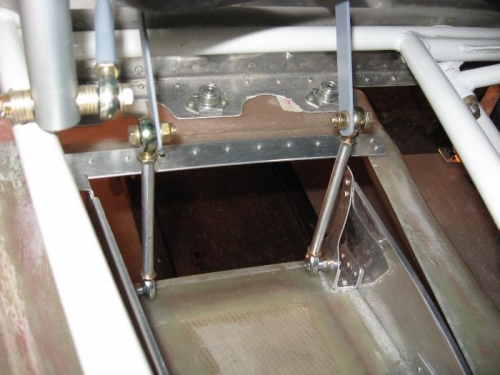 A look from the inside of the right cowl flap in the down position