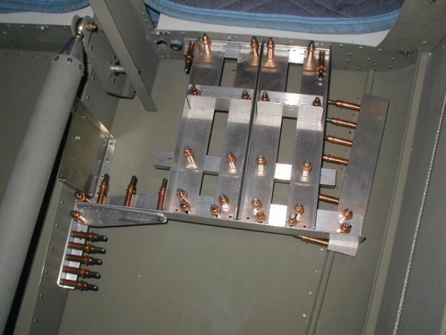 Battery Tray modified to clear pitch servo mount (OK, I could have used fewer rivets on the new angle)