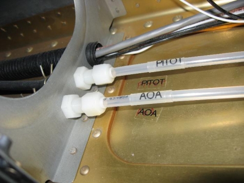 Pitot and AOA lines in left wing
