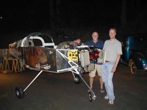 On three wheels!  Yippee! (Mike S. on the left)