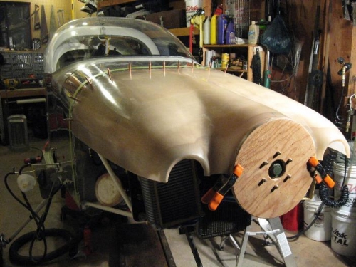 Upper cowl clecoed in place