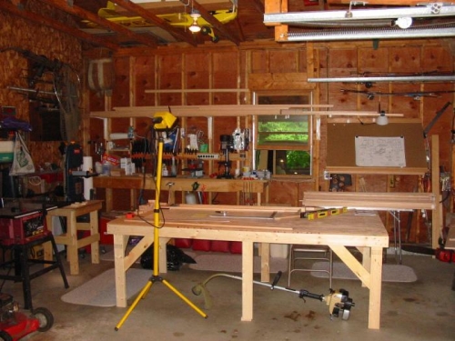 Built bench and work table