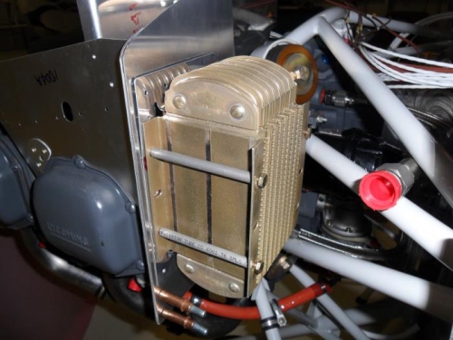 Aft side of baffle with oil cooler temporarily fitted