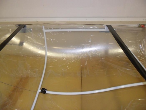 Checking the frame against the canopy