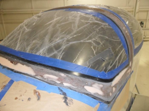 Sanding down the filler