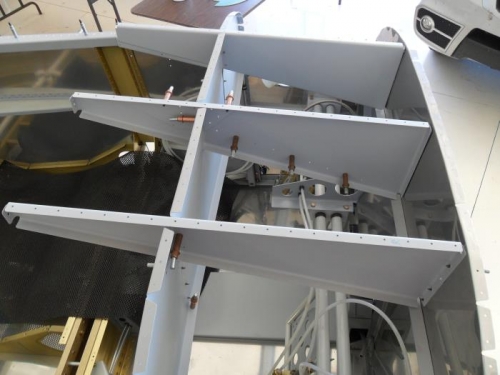 Foreward fuselage structure back in place after priming