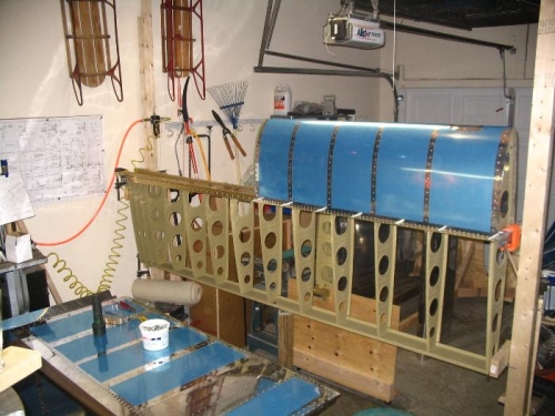 Leading edge in place, ready to rivet