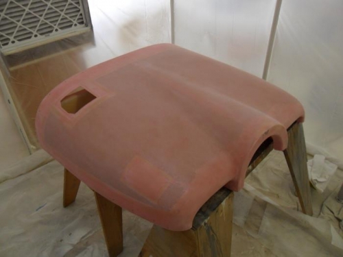 Sanded top cowling ready for priming