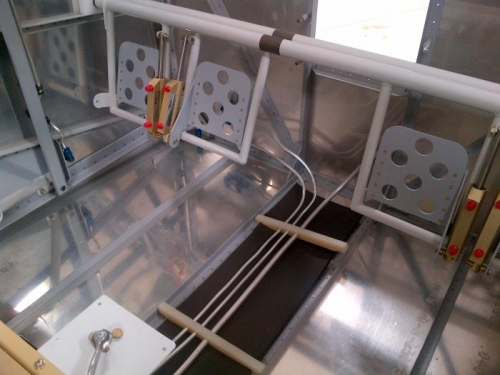 Rudder pedals ready for brake line installation