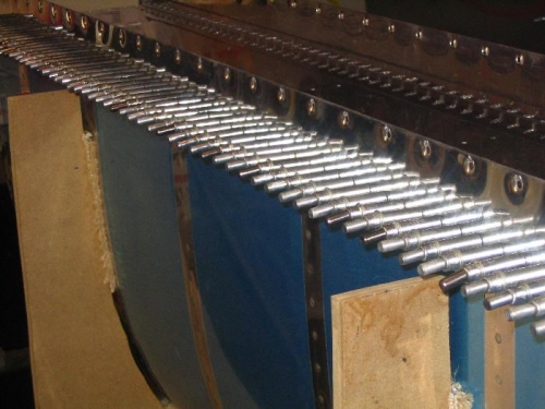 Baffle clecoed in position