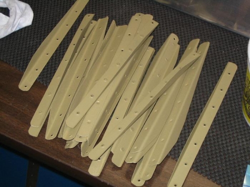 Aileron stiffeners primed and ready for riveting