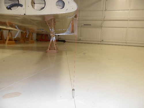 Plumb bobs showing almost no wing sweep