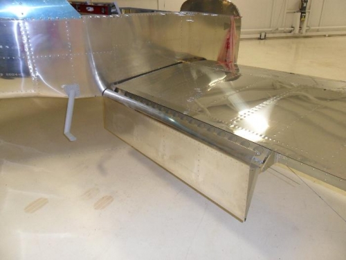 Flaps installed to check fit before drilling aft spar