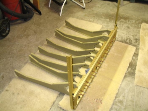 Seat ribs after priming and ready for riveting