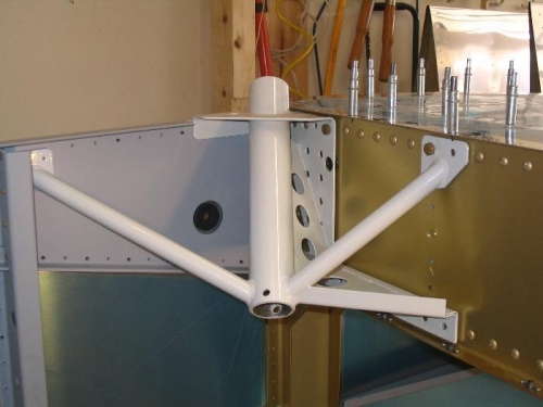 Test fitting the landing gear attach bracket