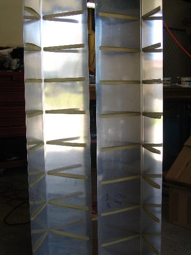 Aileron stiffeners riveted in place