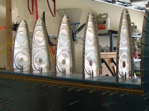 Ribs in position, ready for drilling