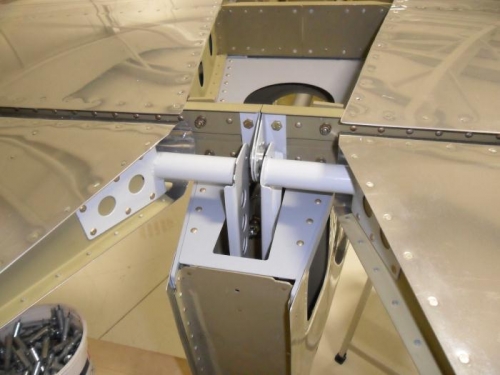 View from aft of horizontal stab attach bolts