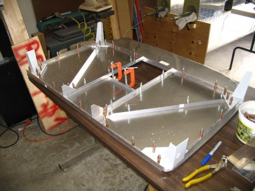 Stiffeners, gussets, and plates in place for drilling