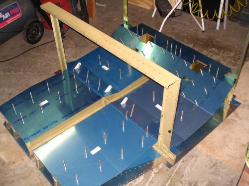 Seat and baggage skins clecoed in position