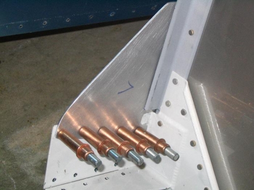 F-684 gusset ready for drilling to firewall