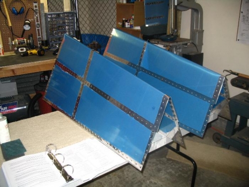 Skins dimpled, ready to rivet.