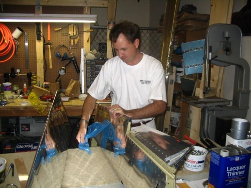 Steve removing blue vinyl -- he knows I might forget it!