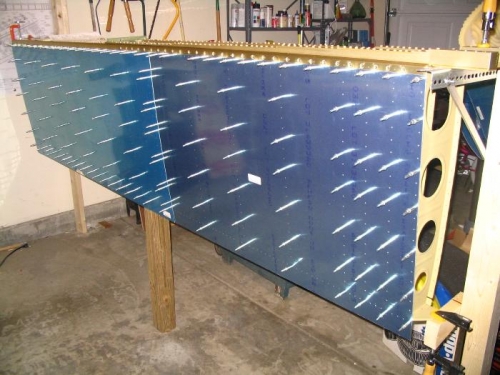 Top wing skin in place