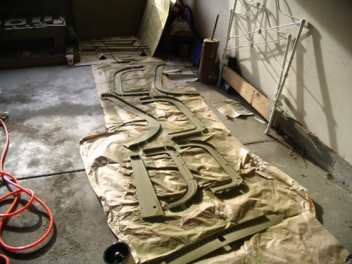 Bulkhead parts being primed