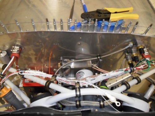 Aft main wire bundle with pressure sensors on the right