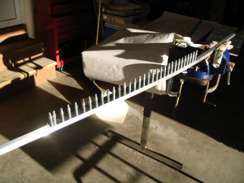 F-721 aft canopy deck drilled and clecoed in place