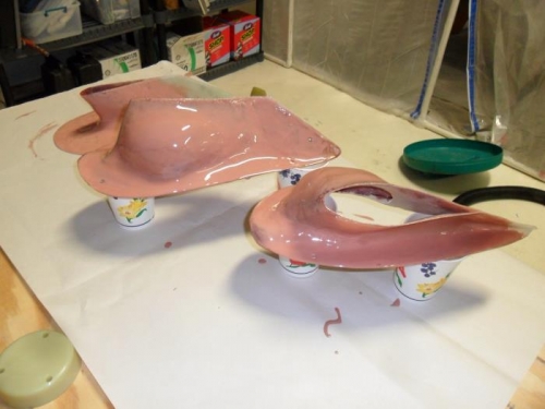 Modified intersection fairings getting a coat of epoxy