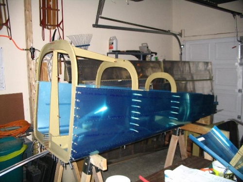 Aft fuselage with lower skins in place