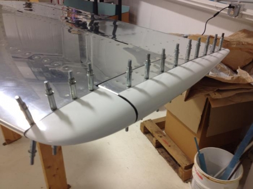 Left horizontal stab and elevator tips fitted