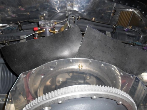 Front, just behind spinner