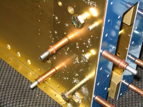 Right aft section of F-704 bulkhead assembly after drilling