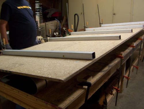 Position wood and clamps