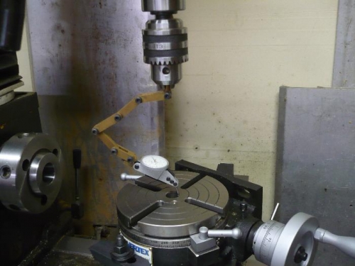 Line up center of rotary table