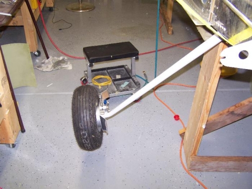 Gear leg in and ready for brake work